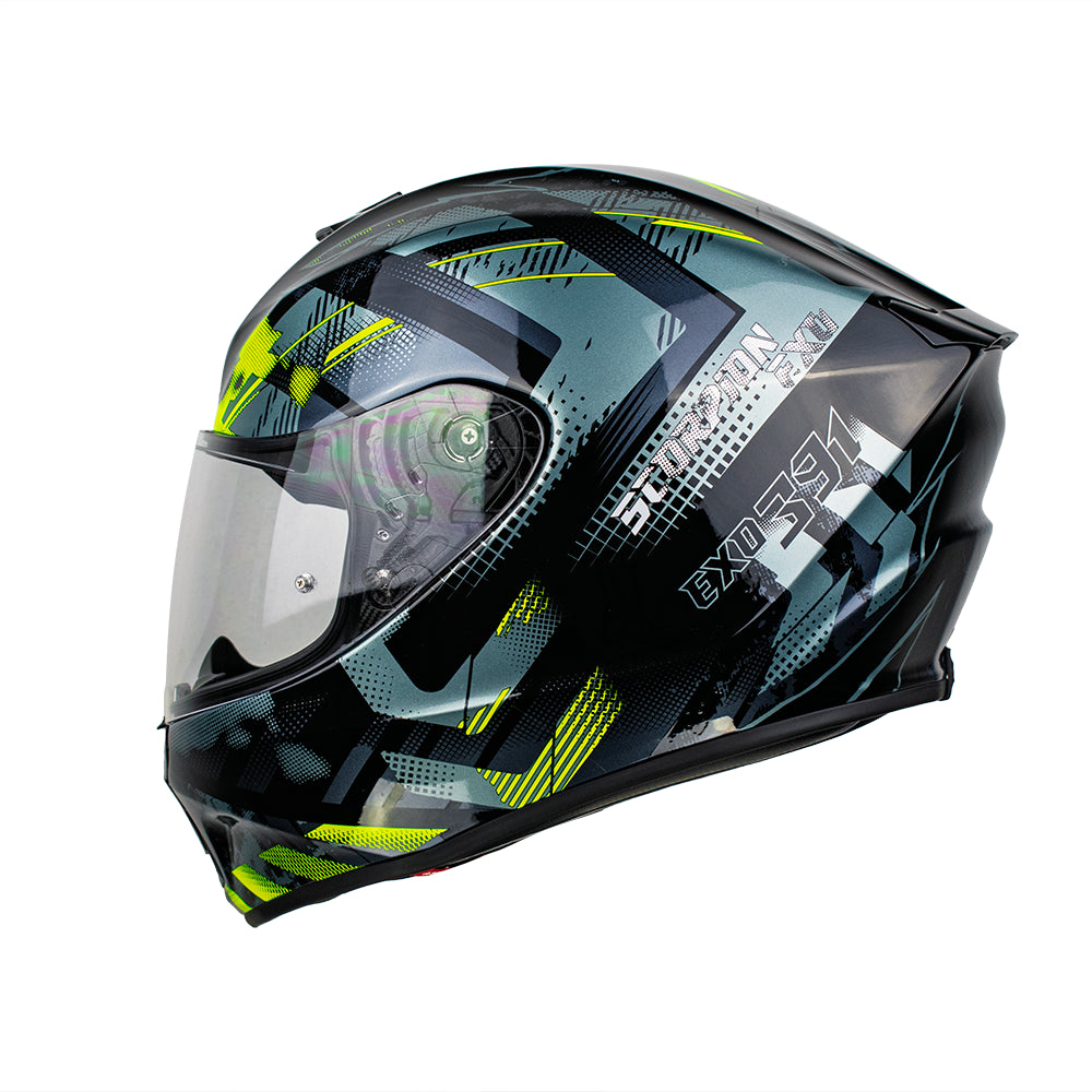 CASCO SCORPION EXO-391 CLUTTER BLACK-NEON YELLOW SKU: 139-480-141-0#
