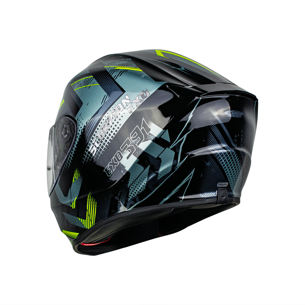 CASCO SCORPION EXO-391 CLUTTER BLACK-NEON YELLOW SKU: 139-480-141-0#