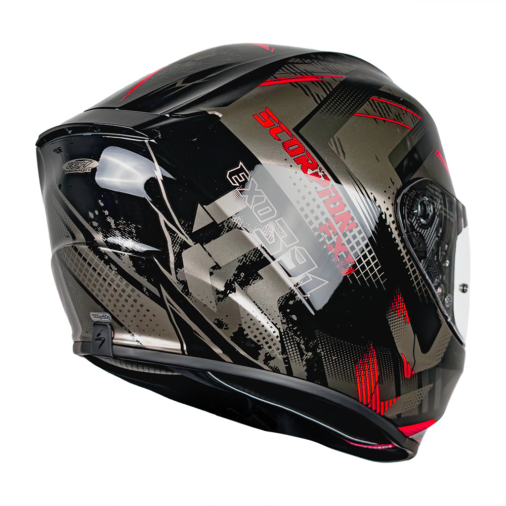 CASCO SCORPION EXO-391 CLUTTER BLACK - RED SKU: 139-480-24-0#