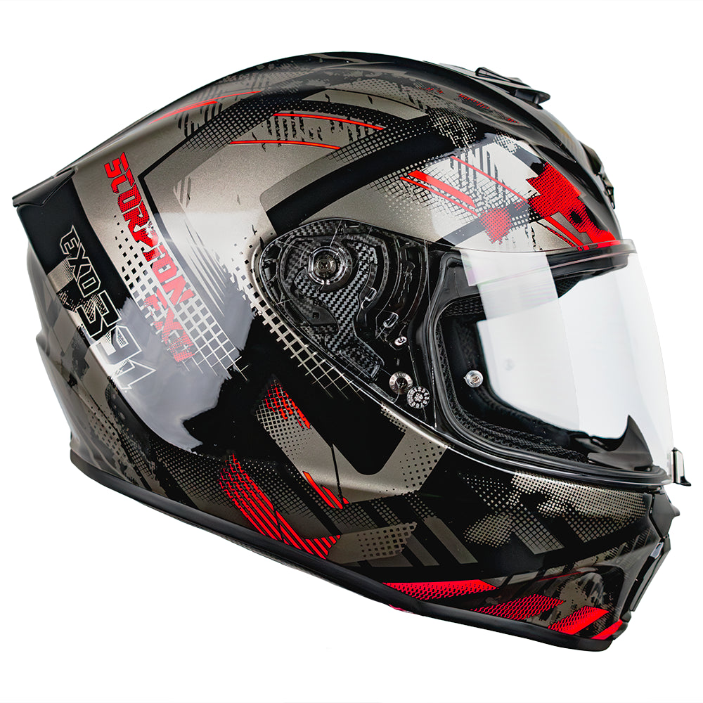 CASCO SCORPION EXO-391 CLUTTER BLACK - RED SKU: 139-480-24-0#