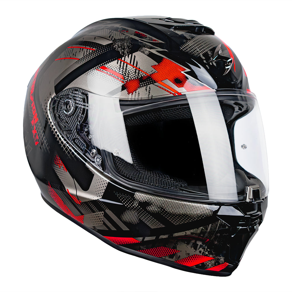 CASCO SCORPION EXO-391 CLUTTER BLACK - RED SKU: 139-480-24-0#