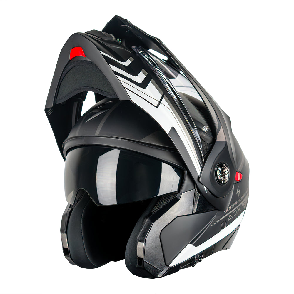 CASCO SCORPION EXO ADX-2 LEWIS MATT BLACK - SILVER SKU: 89-504-159-0#