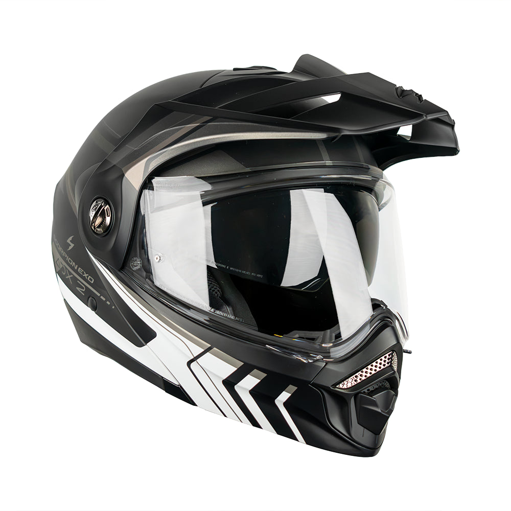 CASCO SCORPION EXO ADX-2 LEWIS MATT BLACK - SILVER SKU: 89-504-159-0#