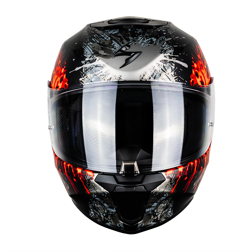 CASCO SCORPION EXO-391 WOLF MATT BLACK - SILVER - RED SKU: 139-516-24-#