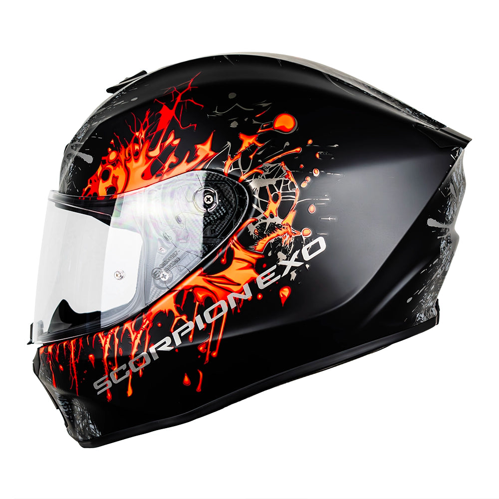 CASCO SCORPION EXO-391 WOLF MATT BLACK - SILVER - RED SKU: 139-516-24-#