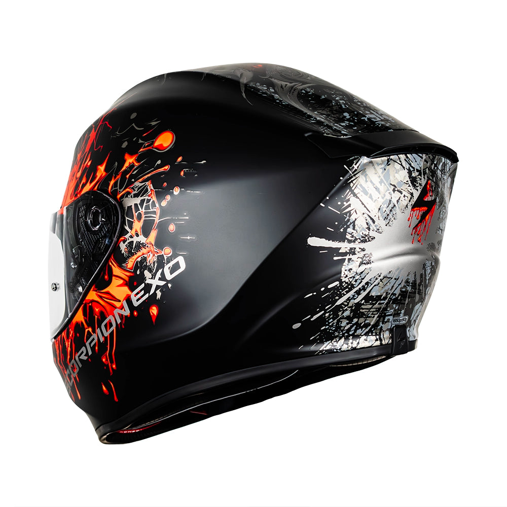 CASCO SCORPION EXO-391 WOLF MATT BLACK - SILVER - RED SKU: 139-516-24-#