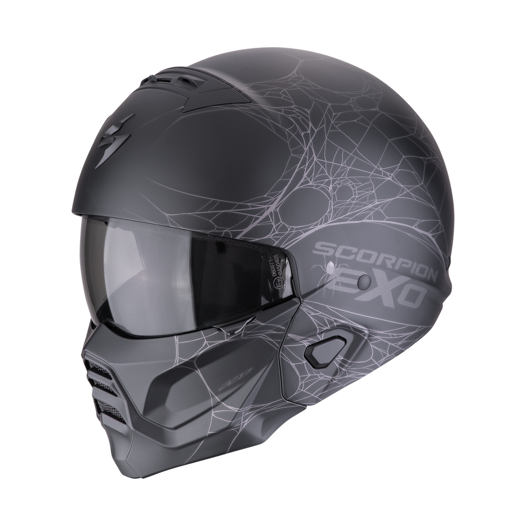CASCO SCORPION EXO-COMBAT II SPIDER WEB MATT BLACK - SILVER SKU: 182-476-159-0#