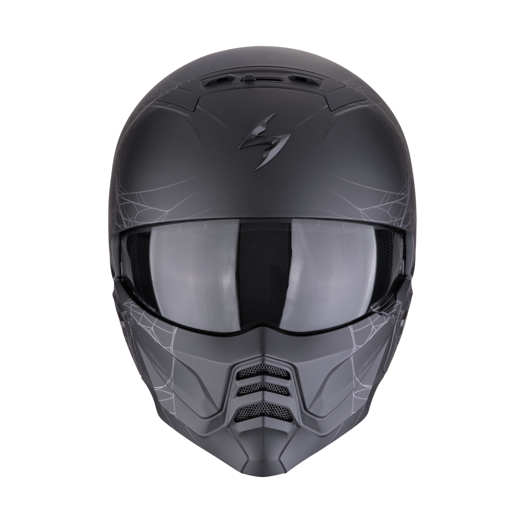 CASCO SCORPION EXO-COMBAT II SPIDER WEB MATT BLACK - SILVER SKU: 182-476-159-0#