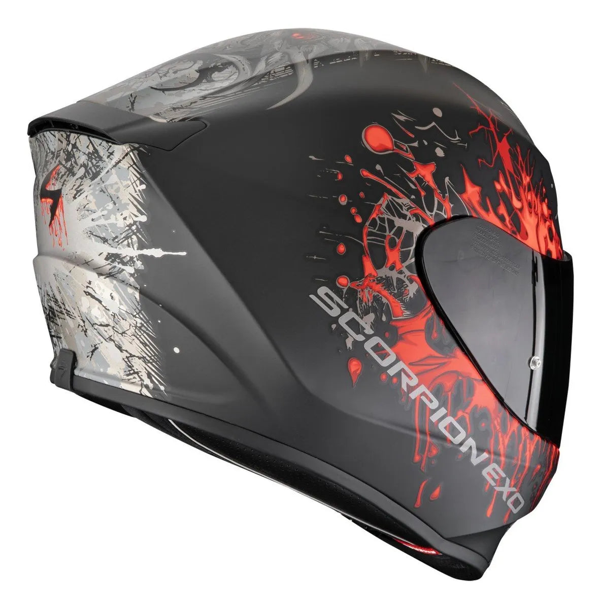 CASCO SCORPION EXO-391 WOLF MATT BLACK - SILVER - RED [139-516-24-#]